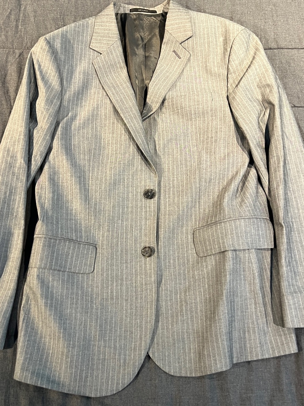 Express Three Piece Gray Pinstripe Suit